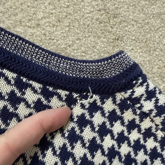 Vintage Bobby Jones Sweater Vest Mens L Blue Houndstooth Cotton Golf Preppy - Picture 8 of 8
